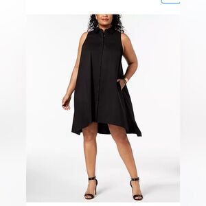 (WHITE) ALFANI Plus Size Trapeze Shirtdress Size:16W